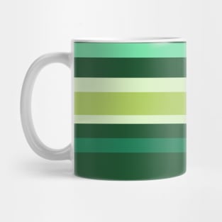 A pleasant miscellany of Dark Sea Green, Seafoam Blue, Very Light Green, Cal Poly Pomona Green and June Bud stripes. Mug